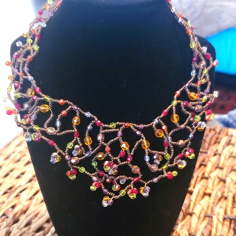Multi Layers Colorful Beaded Statement Necklace - image 1